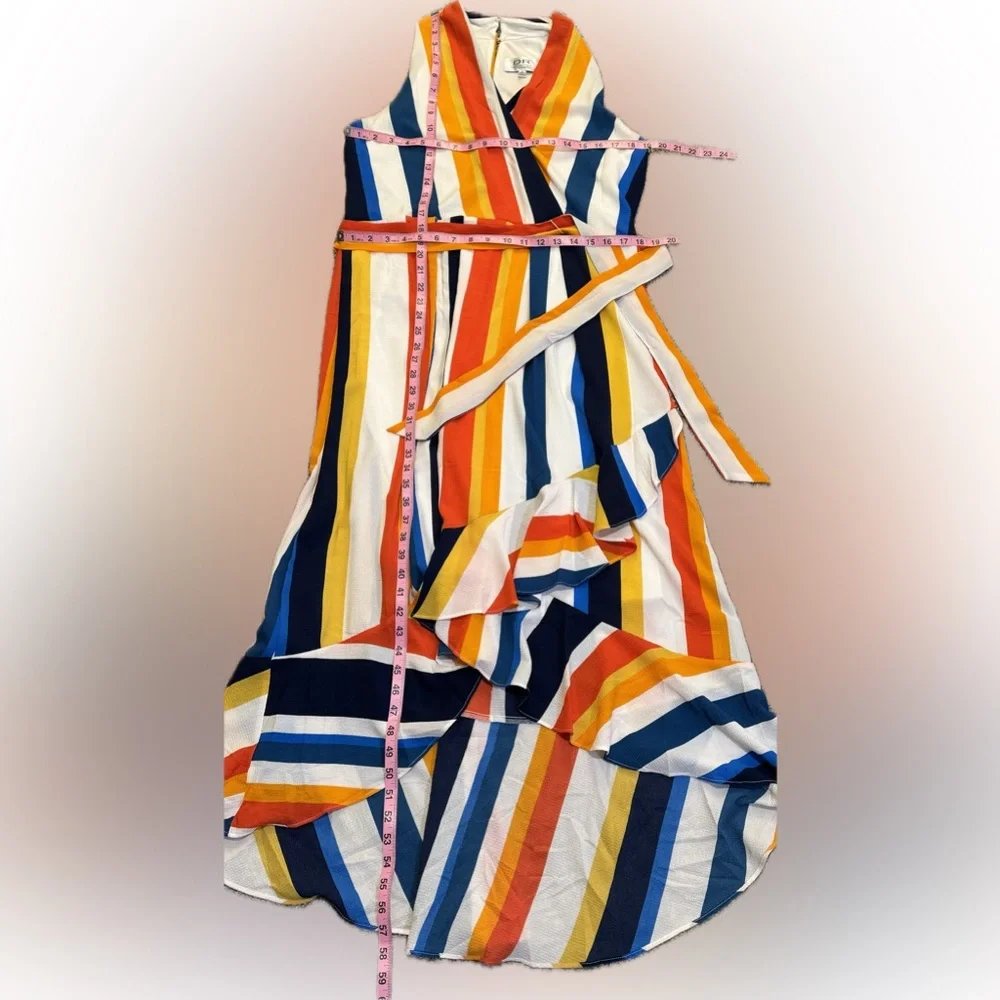 NWT Donna Ricco Orange Multi Maxi Wrap Dress - Picture 4 of 5